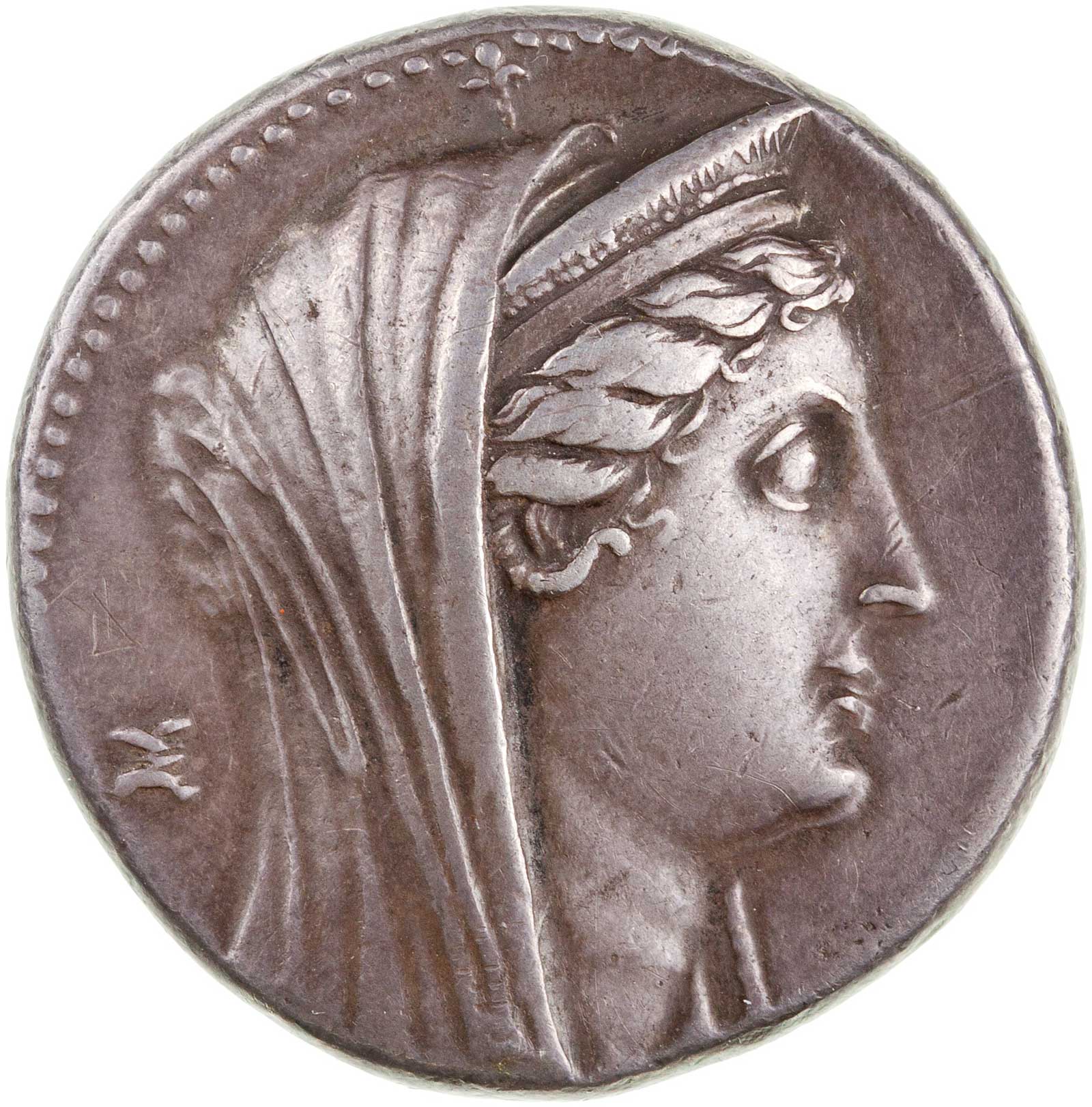 Αργυρό νόμισμα βασίλισσας Αρσινόης Β', 285-246 π.Χ.(© American Numismatic society)
