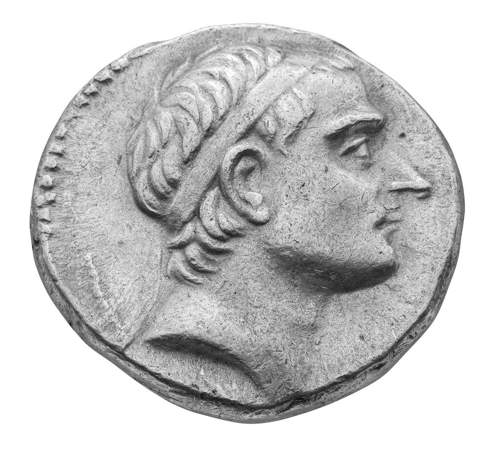 Αργυρό νόμισμα βασιλέα Αντιόχου Γ', 222-187 π.Χ.,Συλλογή Θ. Αραβάνη (© Υπουργείο Πολιτισμού / Εφορεία Αρχαιοτήτων Ημαθίας)
