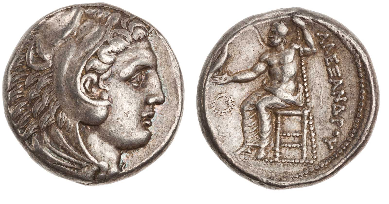 Αργυρό νόμισμα Μεγάλου Αλεξάνδρου, 336-323 π.Χ. (© American Numismatic society)
